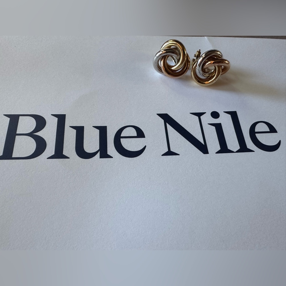Blue Nile 14K tri-color Italian gold earrings - Picture 2 of 10